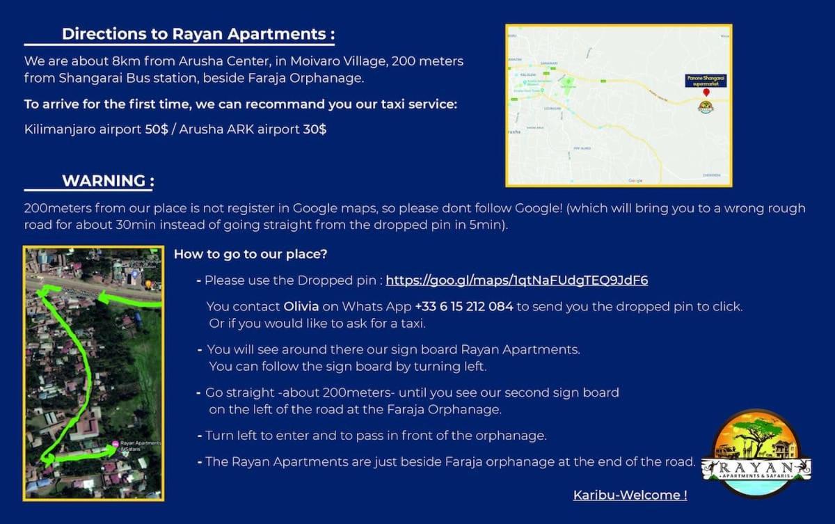 Rayan Apartments & Safaris 아루샤 외부 사진